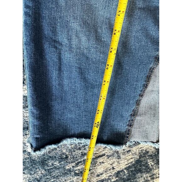Cato C Est. 1946 Long Skirt Womens Size 10 Blue Denim Raw Hem Front Slit Stretch - Picture 6 of 6